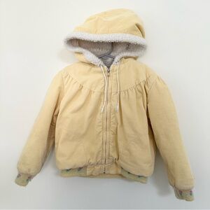 Vintage 80s OshKosh B'gosh Yellow Corduroy Puffer Jacket with Hood girls size 6